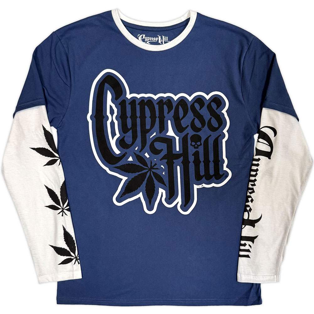 Cypress Hill - Leaf & Logo Longsleeve shirt - Donkerblauw/Wit